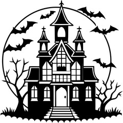 gothic haunted house vector silhouette svg file on white background