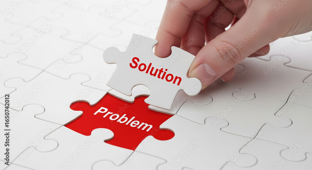 Poster white puzzle piece with 