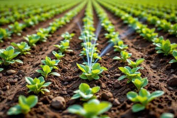 design an agricultural field with smart moisture sensors measuring soil conditions and triggering irrigation systems delivering accurate water amounts to optimize crop yield efficiently