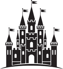 Obraz premium Majestic castle silhouette inspires fantasy and medieval adventure