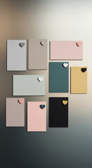 Collection of modern square and rectangular tiles in various muted colors