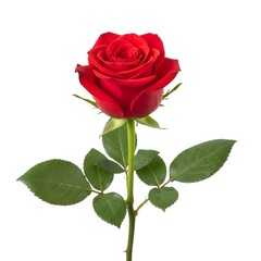 Elegant Red Rose Blossom on White Background