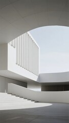 Obraz premium Modern Architectural Structure with Curved Walls and Staircase