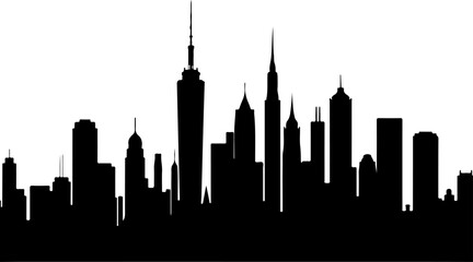 Fototapeta premium vector illustration of a silhouette of the city, skyline, city, silhouette, vector, cityscape, building, architecture, buildings, illustration, tower, sky, skyscraper, urban, business, downtown, dubai