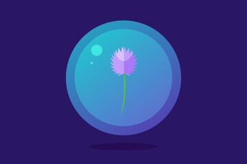 Bioluminescent Thistle Floating in a Bubble on Gray Ground