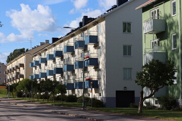Sweden. Streets and houses in the city of Västervik in Sweden. Kalmar County. 