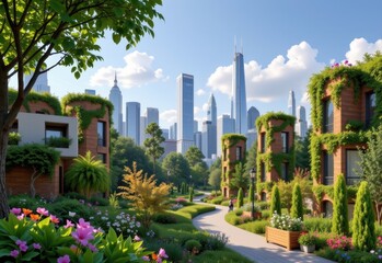 Fototapeta premium design a city of the future with large parks community gardens vertical gardens green corridors that improve air quality mitigate climate change provide shade reduce stress and create natural habitats