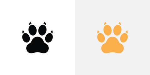 Fototapeta premium Black and Gold Paw Print Illustrations on a White and Light Grey Background