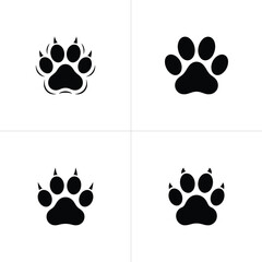 Black and White of Four Paw Prints With and Without Claws