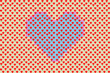 Pixel heart seamless mosaic forming a large heart shape,