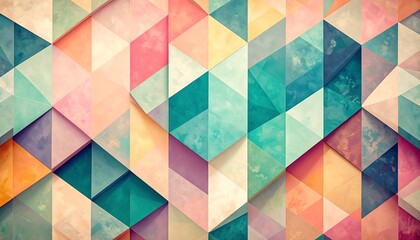 Obraz premium Abstract Geometric Pattern with Pastel Colors and Triangles.