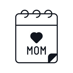 Calendar glyph icon with white background vector stock illustration