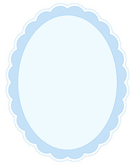 Oval scallop frame in coquette style isolated. Cute round lace border.