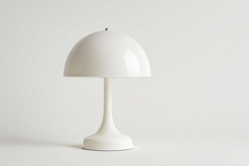 Sleek white dome lamp against white background