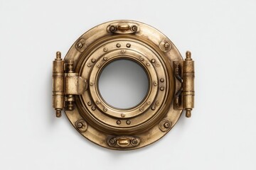 Obraz premium Antique brass porthole, circular, detailed