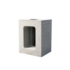 Isolated Light Grey Hollow Block with Visible Cavities and Smooth Surface Textures on Transparent Background