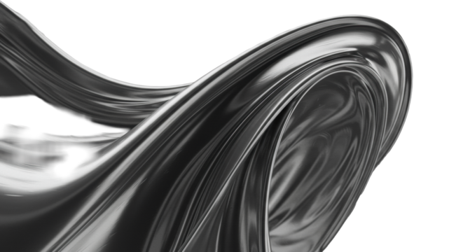 Pristine silver abstract sculpture with intricate organic folds and shimmering textures, illuminated by soft studio light, on a seamless neutral background. Concept of technological complexity and