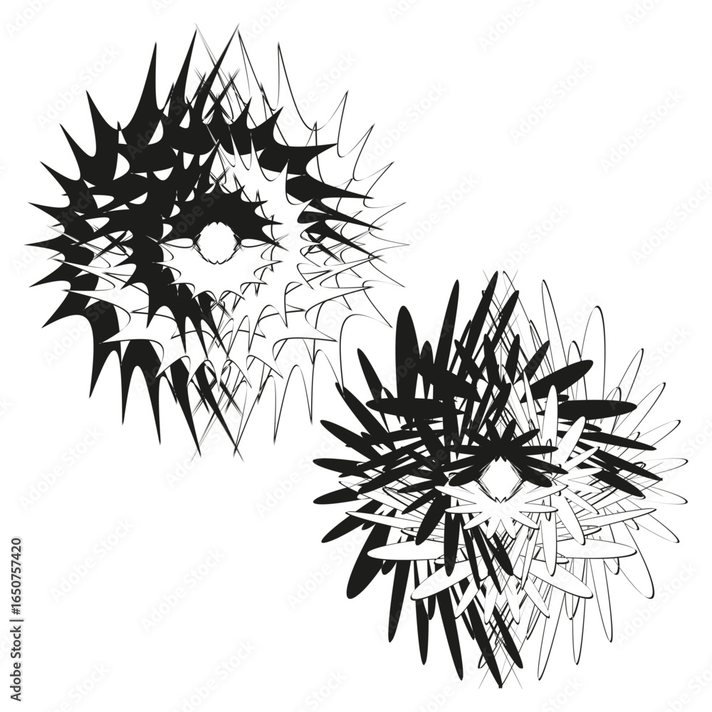 Poster abstract starburst burst. monochrome chaotic pattern. dynamic explosion splash. vector creative illu