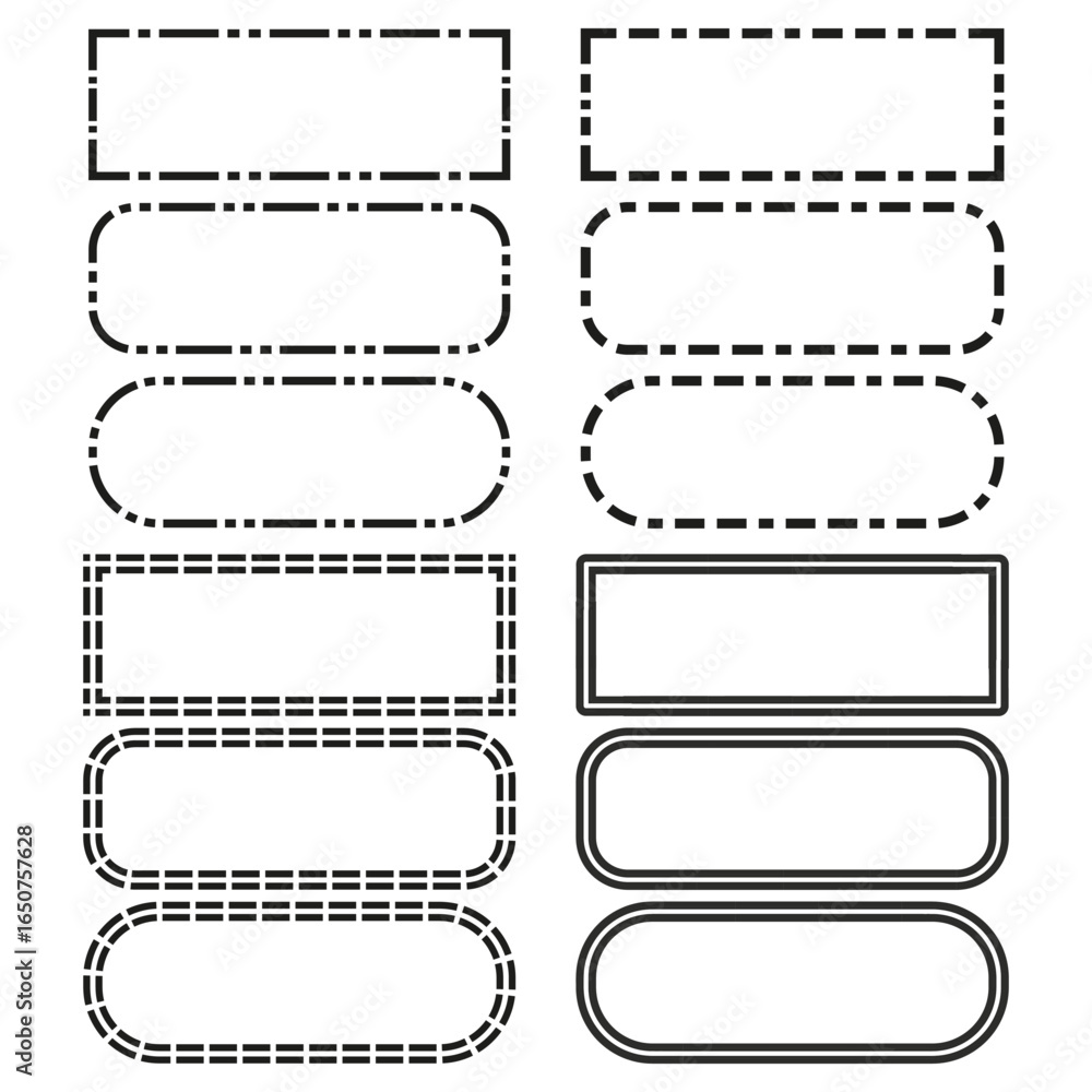 Poster dotted border frames. dashed rectangle shapes. outline design elements. vector collection illustrati