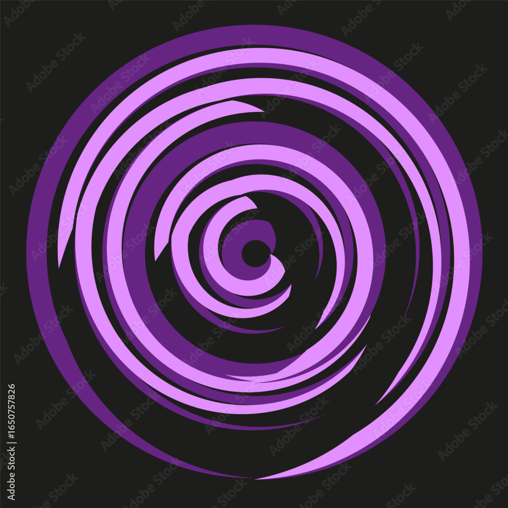Poster spiral vortex illustration. violet swirl pattern. dynamic rotation graphic. vector hypnotic symbol. 