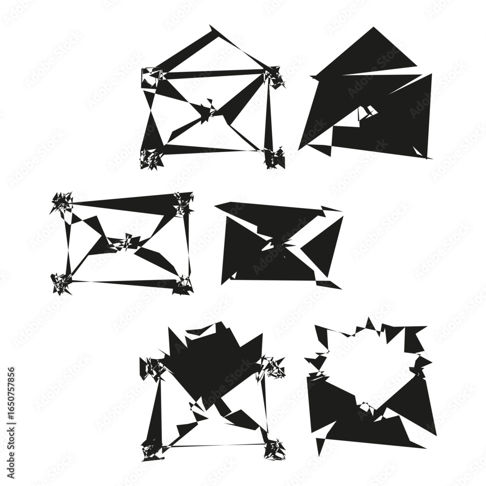 Aufkleber grunge envelope illustrations. abstract paper shapes. mail communication symbols. vector messy graph