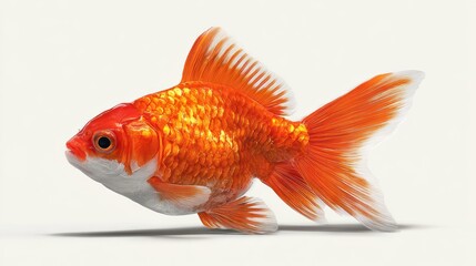 Fototapeta premium Goldfish, profile view, studio shot