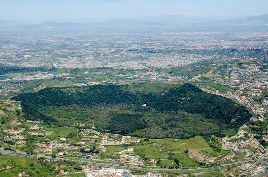 Aerial view of Lago di Agnano, Naples