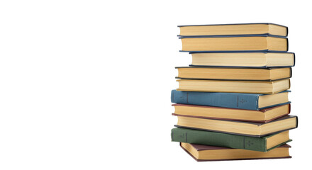Stack of hardcover books isolated on white background