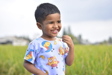 Asian little boy happy expression