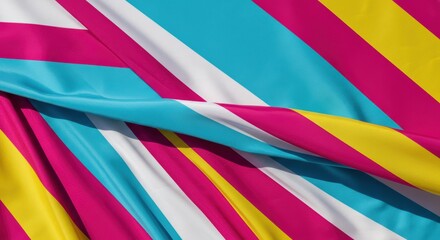 Vibrant, diagonal stripes of bright colors create a dynamic fabric pattern.