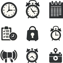 Set of time and calendar icons with transparency perfect for various design projects