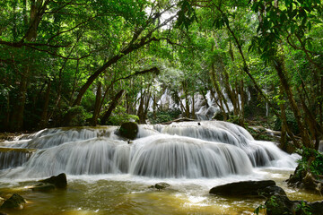 Pha Tad Waterfall in the forest at Kanchanaburi,Thailand.
