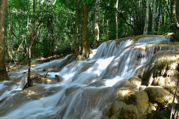 Pha Tad Waterfall in the forest at Kanchanaburi,Thailand.