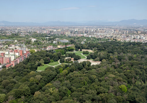 Aerial view of Bosco di Capodimonte in Naples