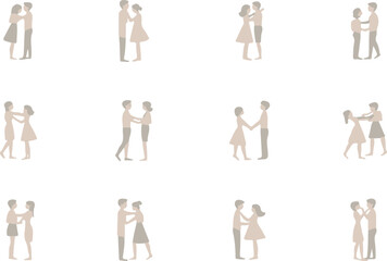 Icon set of love, friendship, friend, lover, couple, partner, together, heart. Thin line icons flat vector illustrations isolated on white and transparent background