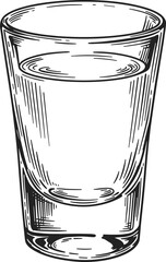 Engraved shot glass illustration showcasing an elegant and simple drink concept © Alisya Design