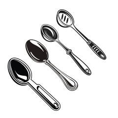 Spoon Icon Black Silhouette Vector Illustration