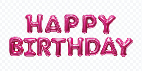 realistic 3d HAPPY BIRTHDAY typography text made by with different colour foil balloons isolated on transparent background