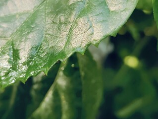 close-up of green leaves plant with detailed texture