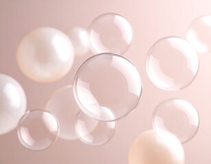 Floating Bubbles with Pink Background.