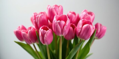 Fototapeta premium A vibrant bouquet of pink tulips, tightly clustered , decoration, pastel, photo