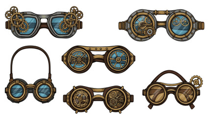 Steampunk-Inspired Goggles Collection: Vintage Style Eyewear with Intricate Gear Designs