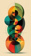 Obraz premium Abstract graphic design. Colorful circles layered vertically. Geometric shapes