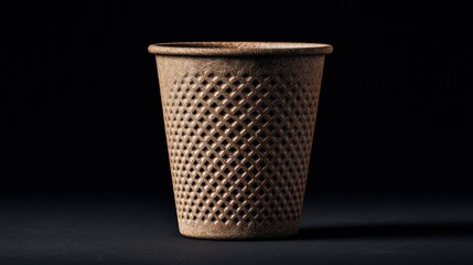 Textured Biodegradable Cup in Dark Studio Light Highlighting Eco-Friendly Design