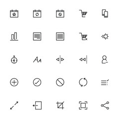 A comprehensive set of vector icons for web design and business communication, including symbols for phone, email, and social media