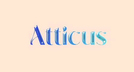 Atticus name. European Name illustration. Colorful gradient graphic vector typography with removable background. 3D Separate european name.