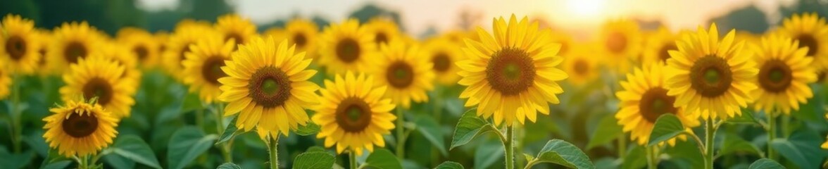 Obraz premium Field of tall sunflowers with bright yellow petals and dark centers, bright yellow, field