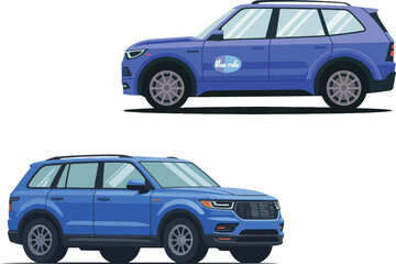 Blue suv vehicle parked on a light grey background