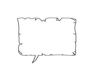 Jagged speech bubble outline with starburst edges on white background. Comic style dialog balloon...