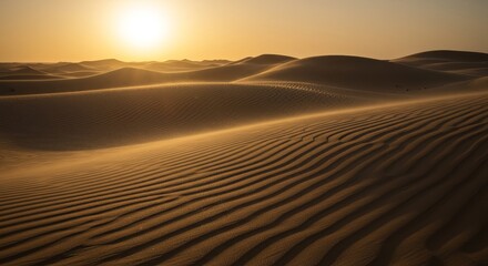 Wind patterns creating waves on Sahara sand dunes.